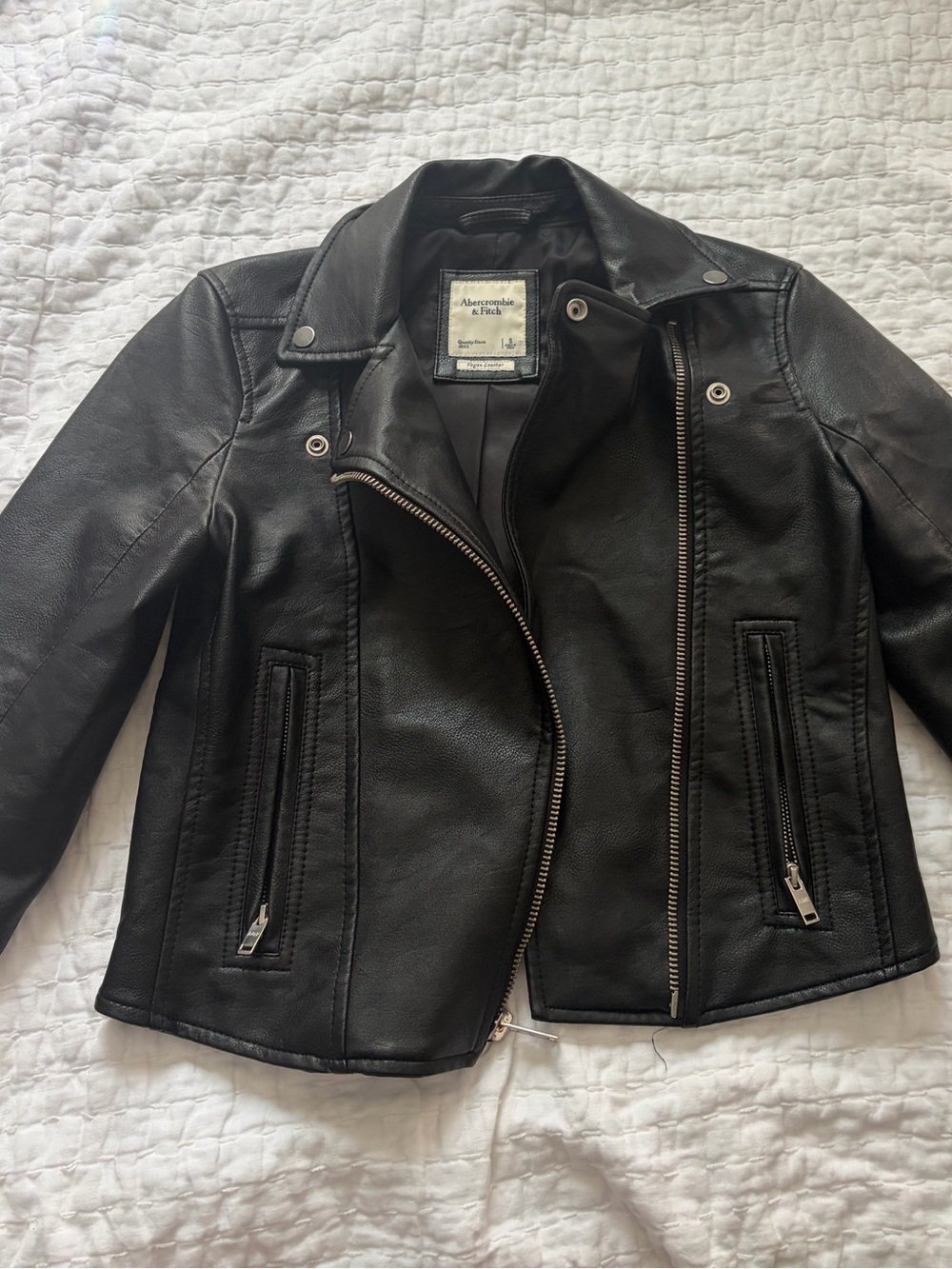 Abercrombie & Fitch Black vegan Leather Moto Jacket size small worn twice